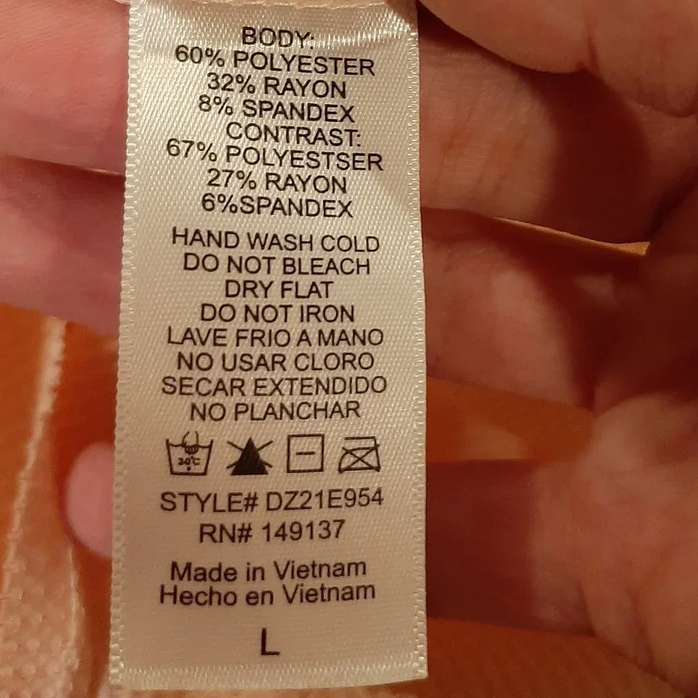 Double Zero Peach Cropped Waffle Long-Sleeve Top (Large) - Picture 7 of 7